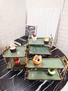 1个塑料甜点托盘，欧式风格食物盘，适用于家庭聚会装饰 - 奶綠色托盤 - 查看 10