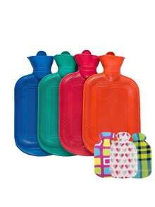 1pc Rubber Hot Water Bottle, Explosion-Proof Warm Inner Lining, Plush Heating Tool For Winter. Due To Batch Differences, Anti-Slip Printed Patterns May Vary Slightly. - Multicolor - View 6