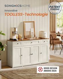 SONGMICS HOME Drawer Storage Cabinet - Vintageweiß-honigbraun - View 1