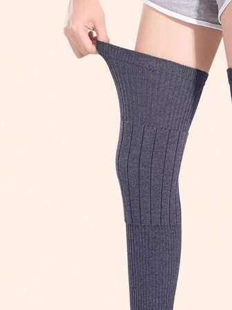 1 Pair Knee Warmers For Autumn/Winter, Knee Sleeve Leg Warmer, Knee Support For Cold Legs, Unisex Knee Protector For Hiking, Martial Arts, Suitable For Men And Women, Solid Color, Thick And Warm