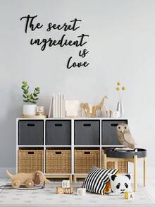 1-2张黑色英文字母“The Secret Ingredient Is Love”墙贴装饰，防水贴纸，PVC材质，易于粘贴和移除，适用于家居装饰、浴室装饰、房间装饰、客厅装饰 - 黑色 - 查看 7