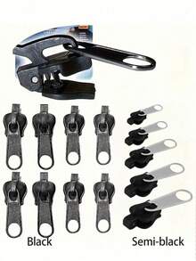 18pcs/12pcs/6pcs Universal Zipper Puller Replacement Kit, Replaceable Zippers, With Universal Design And Multiple Sizes, Multiple Sizes Instant Repair, Suitable For Clothing And Luggage, Easy-To-Install Zipper Repair Accessories, Black And Coffee