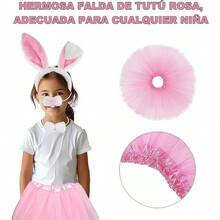 Set de Orejas de Conejo Nio Set de Accesorios para el Pelo con Orejas de Conejoncluye orejas, cola, Pajarita, Nariz, Falda Pequea, Adecuado para Nias y Mujeres, Disfraz de Conejito, Pascua. - inicial - Ver 4