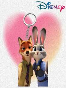 Disney [ Copyright Reserved] 1pc Zootopia Cartoon Acrylic Keychain, Nick Wilde & Judy Hopps High-Quality Backpack Pendant - Multicolor - View 8