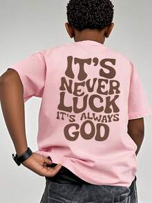 儿童休闲印花圆领短袖T恤系列，适合学生夏季穿着 - 自然色T恤，适合每一位小小探险家，男童图案T恤 - 粉色 - 查看 8