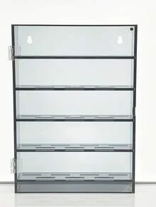 1个亚克力展示盒，多层透明白色和灰色纪念币、奖章、收藏品收纳盒，可壁挂，可拆卸层板 - 灰色 - 查看 12