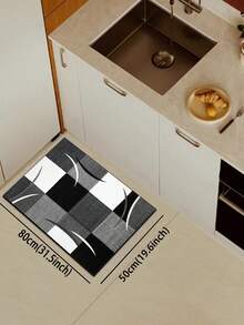 [HOT!!!] 1pc Soft Rubber Kitchen Mat, 3.5mm Thick Kitchen Rug, Black & White Crescent Design Luxury Minimalist Style Absorbent Kitchen Mat, Customizable Size, Surface Fabric, Middle Sponge Layer, Bottom Rubber Layer, Suitable For Kitchen Rugs, Kitchen Decor, Wedding Decor, Home Decor, Bathroom Mats, Entryway Mats, Laundry Room Mats, Hallway Rugs, Living Room Mats, Etc. - Multicolor - View 14