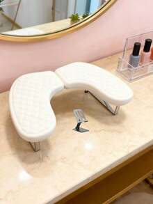 可拆卸可折叠柔软俄式蝴蝶形美甲手枕，带手机支架和扶手，适用于美甲沙龙 - 白色 - 查看 8