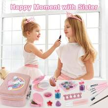 Set de Maquillaje para niñas, Lavable, , no tóxico, Juego de simulación de Princesas, Set de Juguetes de cosméticos, Regalo para niñas. - 1 - Ver 6