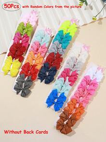 50/100 Pcs Colorful Boutique Grosgrain Ribbon Pinwheel Hair Bows, Cute Bow Hair Clips Hairpins Hair Barrette Hair Accessories In Pair For Birthday Gifts And Daily Use - Multicolor - View 12