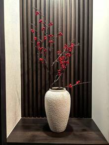 1pc Nordic Minimalist Ceramic Hydroponic Vase, Suitable For Home Decor, Modern Simplistic Decorative Flower Vase Set, Suitable For Fresh Flowers, Boho Style Vase, Suitable For Farmhouse Living Room Dining Table Bookshelf Centerpiece Decor, Home Decor, Centerpiece Decor, Tabletop Decoration, White Striped Large Flower Vase - Multicolor - View 11