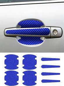 8pcs Carbon Fiber Acrylic Car Door Handle Stickers, Car Door Handle Scratch Protectors, Universal Auto Doors Handles Paint Guard Cover, Doors Handles Cup Protective Film For Cars, Non-Marking Auto Door Handle Protective Film, Waterproof, Durable, Easy-To-Install Protective Covers, Car Decorations, Universal For Most Car Handles