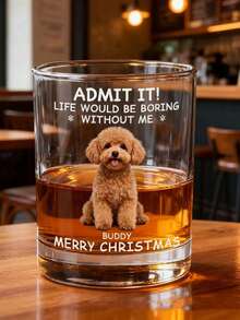 1pc Customized 300ml Glass Whiskey Cup, Personalized Photo & Text Engraved Whiskey Glass, Customized Gift, Personalized Whiskey Tumbler With Name - Multicolor - View 4