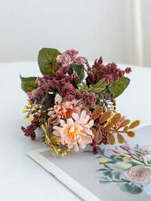 1/3 szt. sztucznych główek goździków w ciemnym kolorze, jedwabna lawenda i sztuczne róże herbaciane, odpowiednie do wystroju domu, salonu, wesela, stołu jadalnego, imprezy, dekoracji ogrodu, a także na Walentynki, urodziny, zaręczyny, prezent z okazji ukończenia szkoły dla kobiet, wystrój domu i sypialni. - Burgund - Zobacz 4