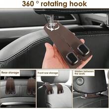 2 Paquetes de Ganchos para Reposacabezas de Coche, Gancho de Bolso Resistente al Desgaste para Coche, Ganchos para Reposacabezas de Asiento de Coche para Bolsas, Ganchos de Reposacabezas de Coche que Ahorran Espacio - 1 - Ver 3