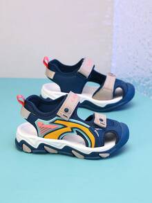 儿童凉鞋,新款男女童夏季凉鞋,返校季校园风沙滩鞋,防滑鞋底,透气轻便,魔术贴设计,适合户外、游乐场、泳池等场所,保护脚趾 - 藍色 - 查看 4