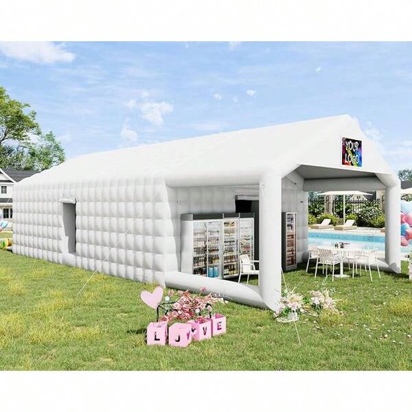 Large Inflatable Nightclub Tent For Adults With Pavilion Rest Area, Black Inflatable Night Club Gazebo With Side Doors & Logo Area For Wedding, Birthday, Backyard Events,