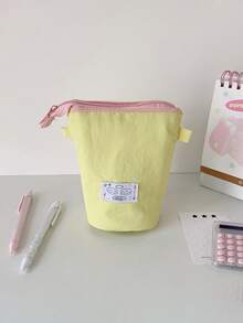 Creative Polka Dot Pattern Pen Holder, Ins High-Quality Vertical Flip Folding Pencil Case, Large Capacity Stationery Pencil Box, Creative Folding Desktop Pen Holder, Can Be Used As Makeup Brush Holder, Cosmetic & Lipstick Organizer, Large Capacity Student Stationery Storage Bag - Multicolor - View 15