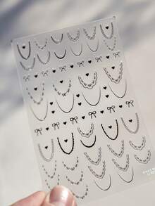 Miếng dán móng tay mỏng và bền, kiểu ren ballet, phụ kiện trang trí móng tay Pháp, nơ xinh xắn, họa tiết ren 3D, decal tự làm. - màu đen - Xem 2