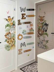 3片装 - 30厘米*90厘米/片 卡通动物欢迎墙贴，非常可爱，动物种类多样，适用于婴儿房、走廊、入口、卧室和客厅