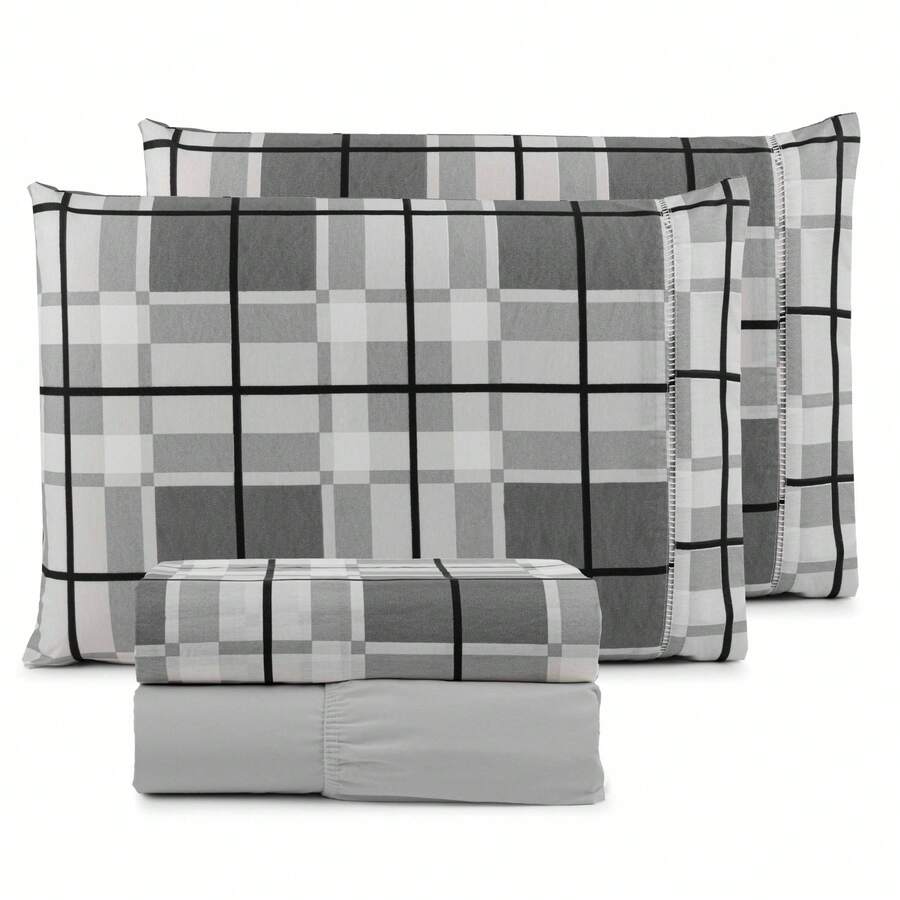4-Piece Sheet Set, 100% Cotton Percale, Single, Double, Queen, King Sizes - XÁM CA RÔ - Xem 1