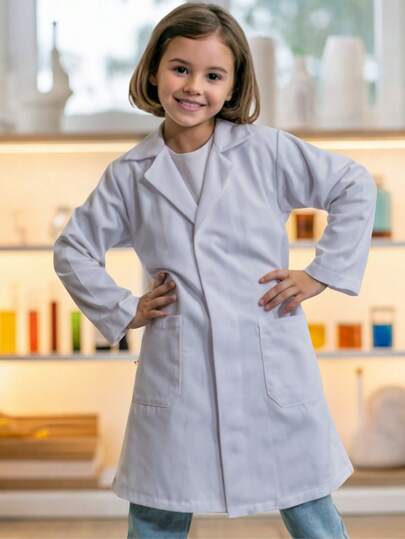 Bata De Laboratorio Escolar Infantil y Juvenil Gabardina 80% Algodón Tallas 4 A 16 +