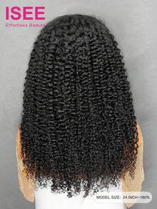 ISEE 卷曲蓬松假发，预剪裁，6*4高清蕾丝，无需胶水，可直接佩戴，预漂白，迷你结蕾丝假发，预剪裁闭合蕾丝，预拔毛发际线，10-14英寸波波头，16-28英寸常规款，180%密度真人发蕾丝闭合假发，度假休闲活力旅行必备，节日装扮，伴娘礼物及配饰 - SNatural - 查看 4