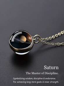 1件个性化表达玻璃球行星系列吊坠，适合女性、情侣、朋友、父母，独特的礼物之选（太阳、月亮、水星、金星、地球、火星、木星、土星、海王星） - 彩色 - 查看 13