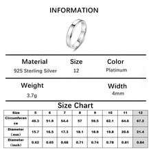 1pc Simple  925 Sterling Silver 3MM/4MM Width Couple Rings Wedding Bands Anniversary Gift For Men / Women Valentine's Day - Silver - View 21