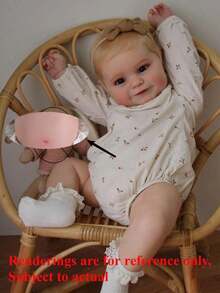 50厘米逼真重生娃娃，3D彩绘肌肤，血管清晰可见；20英寸全软乙烯基新生儿娃娃，可爱儿童过家家玩具（随机附赠部分配件，例如奶嘴、发饰、奶瓶、尿布和一套衣服） - 白色 - 查看 1