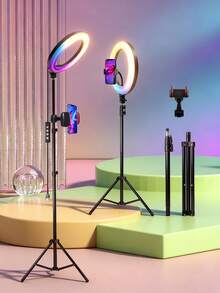 12-Inch LED Ring Light Solution: Equipped With An RGB Lighting System, A 160 Cm Extendable Tripod, And A Versatile Camera Clamp, It Delivers Stable Yet Flexible Lighting Performance. Versatile Enough For Creative Selfies, Group Photos, Professional Meetings, Studio Setups, And Live Streaming-Effortlessly Lighting Up Every Highlight Moment. Suitable For Photography, Video Recording, Live Streaming, Zoom Meeting, Vlogging, With Stand Photography Video Recording Live Streaming Room Meeting Vlogging Selfie Light Phone Light Ring Light With Stand - Black - View 8