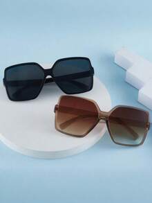 1 Pair Fashion Square Large Frame Glasses, European & American Style, Suitable For Travel And Driving