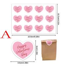 240张/包（1张12个，共20张）情人节礼物包装装饰贴纸，情人节快乐，心形和圆形设计，不干胶贴纸 - 彩色 - 查看 2