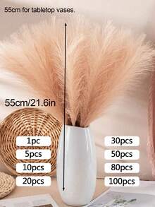 50/30/20/10 株人造蒲苇草，蓬松柔软，装饰花卉摆设，适合波西米亚风家居装饰、婚礼、情人节、生日、毕业典礼、秋季装饰，人造植物 - 褐色 - 查看 19