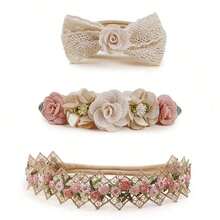 1 unidade de faixa de cabelo infantil elástica com estampa floral, versátil, estilo europeu e americano. Faixa macia e elástica com flor rosa e laço, ideal para bebês (cor e modelo enviados aleatoriamente). - Multicolorido - Ver 1