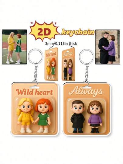 1pc Customized 2D Action Figure Toy Set, Packaging Box Style Art Gift, Personalized Decor For Children's Room, Suitable For Boyfriend, Dad, Girlfriend, Mom, Family, Friends, Can Be Used In Tea Room, Home, Garden, Office