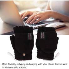 Guantes con Calefaccin, Calentadores de Manos con Calefaccin Elctrica Manos Completas y Medias Elctricas Calefaccin de Camping de Doble Cara Guantes Clidos para Computadora Porttil Negro - Negro - Ver 3