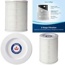 PZW ® Air180 Purificador de aire 3 en 1 Pre HEPA filtro de carbón activado 35022537 - BlancoNegro - Ver 1