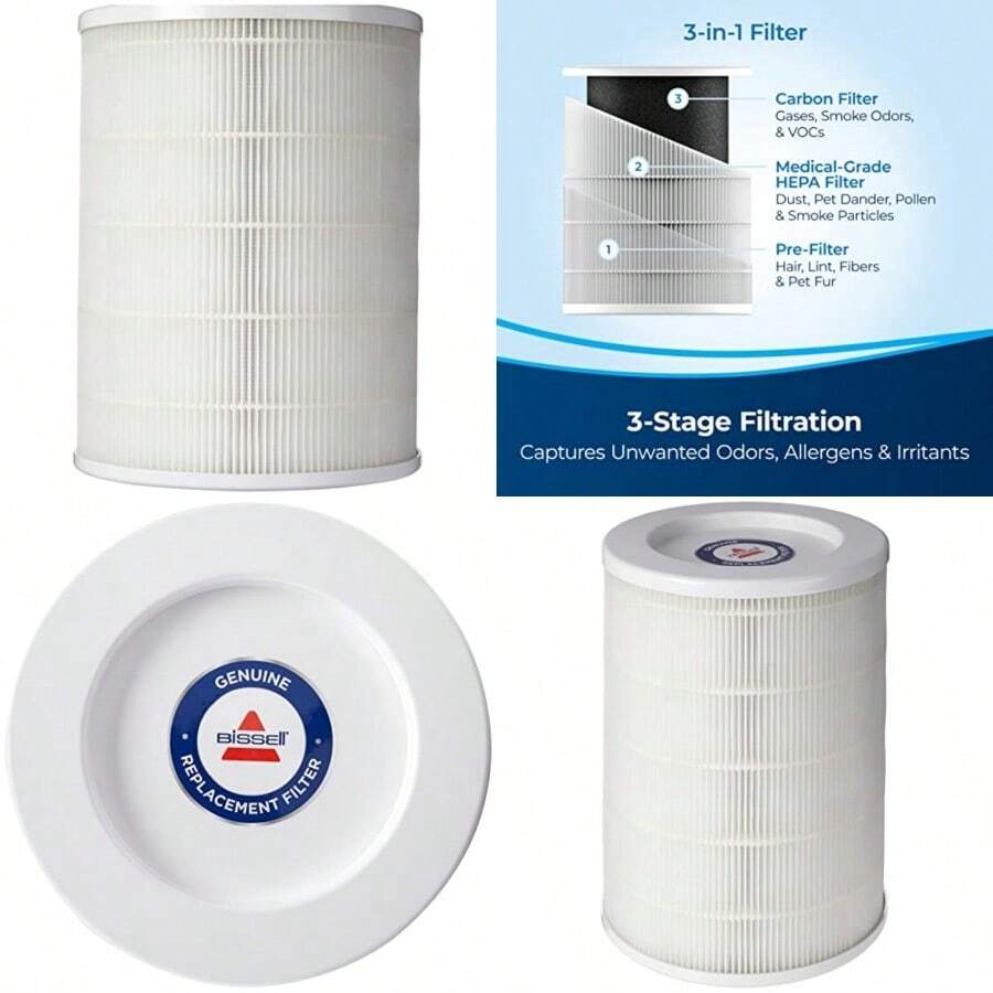 PZW ® Air180 Purificador de aire 3 en 1 Pre HEPA filtro de carbón activado 35022537 - BlancoNegro - Ver 1