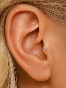 1pc 925 Sterling Silver Mini Stud Flat Back Earrings For Women | Helix Cartilage Piercing Jewelry | Dainty Star Cubic Zirconia Lotus Climber Stud Earrings For Women Jewelry Gift - Multicolor - View 8