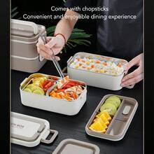 YQQ EVGATSAUTO Contenedores de Almuerzo Aislados Caja Apilable de 2 Niveles Contenedores de Almuerzo Aislados de Acero Inoxidable 304 Compartimento a Prueba de Fugas Contenedor de2179 - Damascoclaro - Ver 2