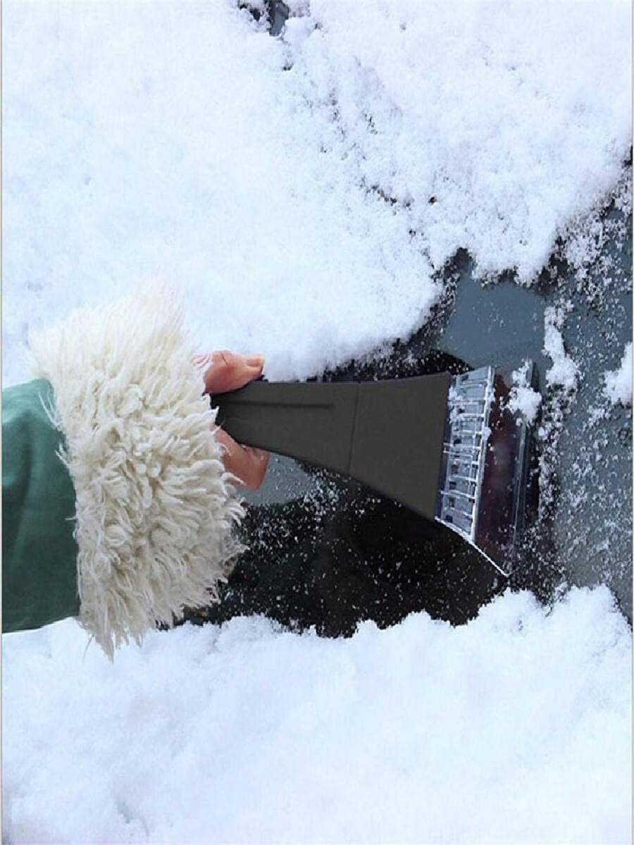 1pc Car Ice Scraper - Black Plastic Handle + Clear Scraper Blade, Portable Windshield/Window Deicing Scraper, Suitable For Sedan/SUV/Truck/RV, Winter Snow Removal Tool