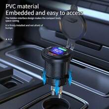 1 szt. Inteligentna ładowarka samochodowa z wyświetlaczem cyfrowym, szybka ładowarka QC3.0 z podwójnym portem USB, 12 V–24 V, technologia szybkiego ładowania, pierwszy wybór szybkiego ładowania typu C, odpowiednia do samochodów, motocykli, ciężarówek i małych łodzi