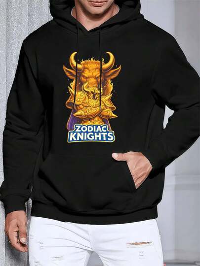 Zodiac Knights Bull Graphic Hoodie Soft Cotton, Easy Fit, Comfort Fit, Casual, Art Print