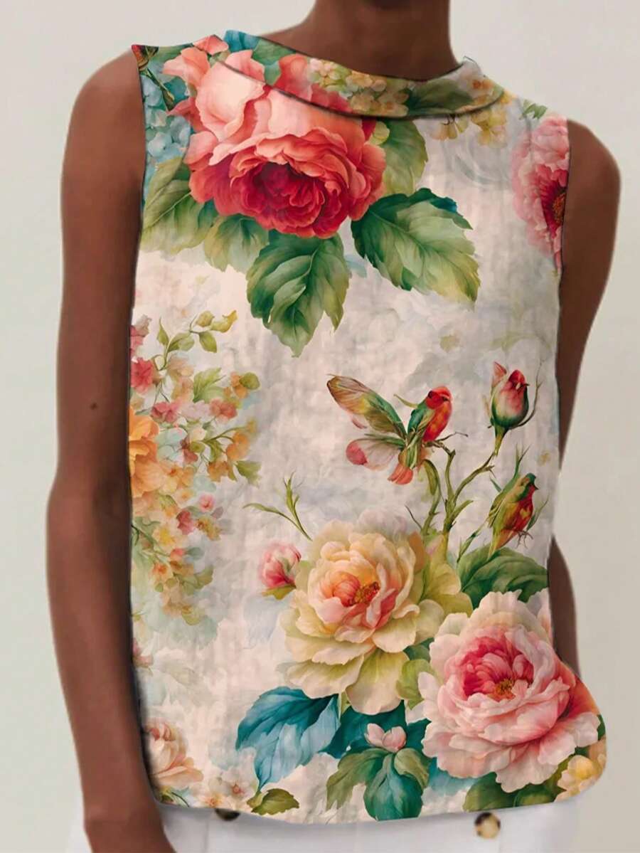 Women's Floral Print Causal Shirt And Tops - Multicolor - View 1