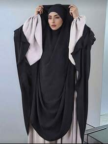 1pc Women Muslim Solid Color Butterfly Khimar, Overhead Hijab Scarf, Multifunctional Headscarf, Suitable For Daily Wear, Prayer And Going Out - băng đô lớn - Xem 10