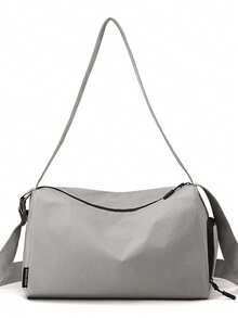 1 pieza Bolso impermeable para hombres con compartimento separado para zapatos, bolso de hombro/cruzado de gran capacidad en color negro sólido minimalista, bolso de equipaje multifuncional, adecuado para estudiantes, adolescentes, estudiantes universitarios, dormitorios, práctico y versátil, adecuado para volver a la escuela, vacaciones, viajes - Multicolor - Ver 13