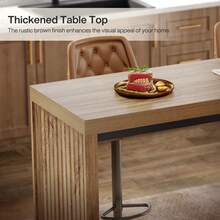 LITTLE TREE 55-Inch Long Bar Table, Rectangular Counter Height Pub Table With Metal Footrest, Home Bar Unit For Kitchen, Dining Room, Bistro, Or Restaurant - 天然棕 - 查看 5
