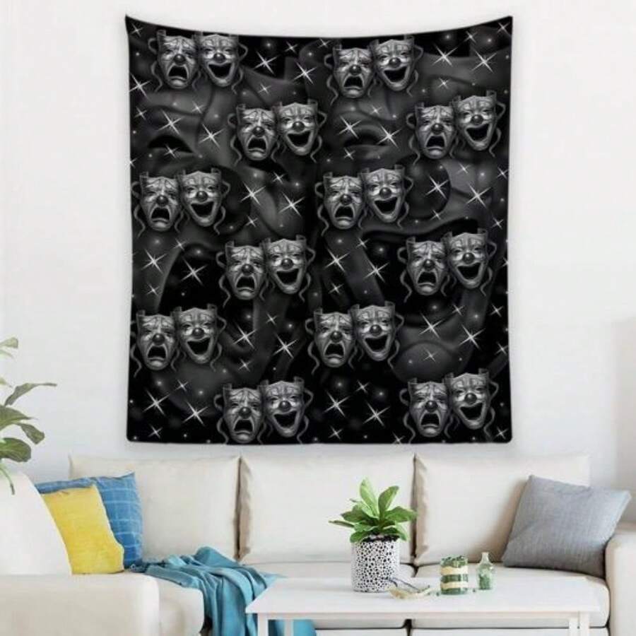 Smile Now Cry Later Tapestries - Decorative Wall Art With Face Design In Pink Background Father's Day Gifts,Gifts Boyfriend,Gifts For Girl Adults,Gifts Under 100 Dollars,Cheap Stuff ,Bathroom Accessories,Graduation Gifts,Whimsical , Flower Tree Retro - màu đen - Xem 1