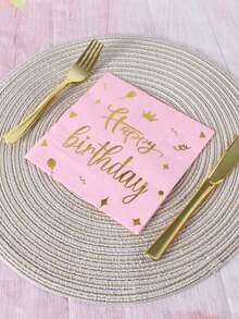 20 Peças Guardanapos de Papel Descartáveis de Luxo com Folha de Ouro Rosa, Dupla Camada, Adequados para Festa de Aniversário, Cerimônia de Formatura, Dia dos Namorados, Dia das Mães, Decoração de Mesa para Festa de Ano Novo - Multicolorido - Visão 7